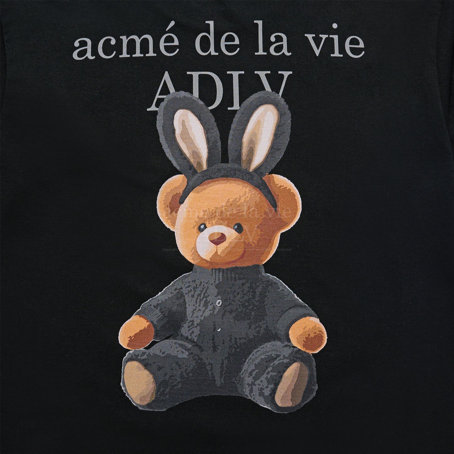 ADLV Rabbit Bear Doll Logo Short Sleeve T-shirt Black