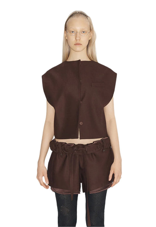 OPEN YY Exposed Pocket Vest Brown