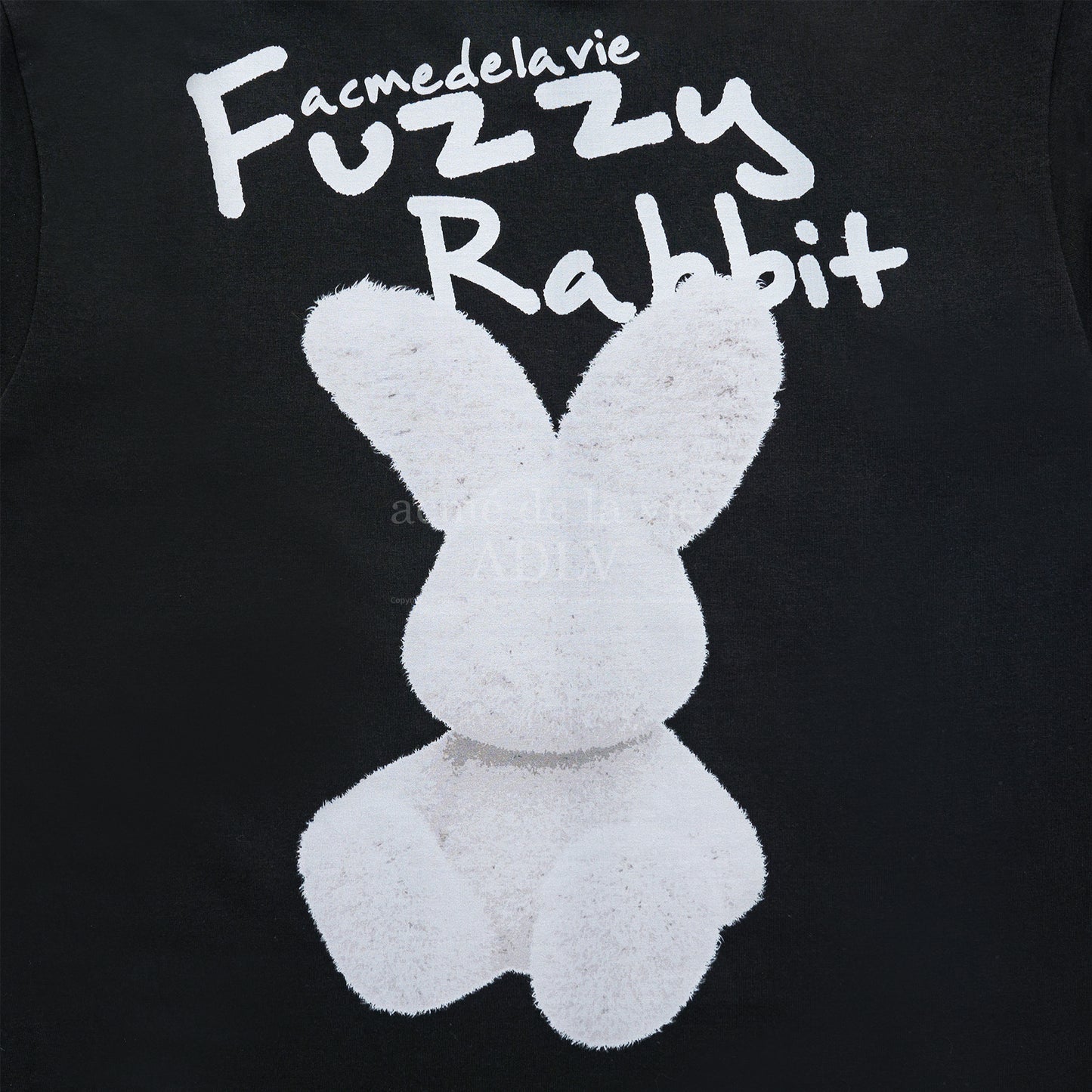 ADLV Doodle Fuzzy Rabbit Short Sleeve T-shirt Black