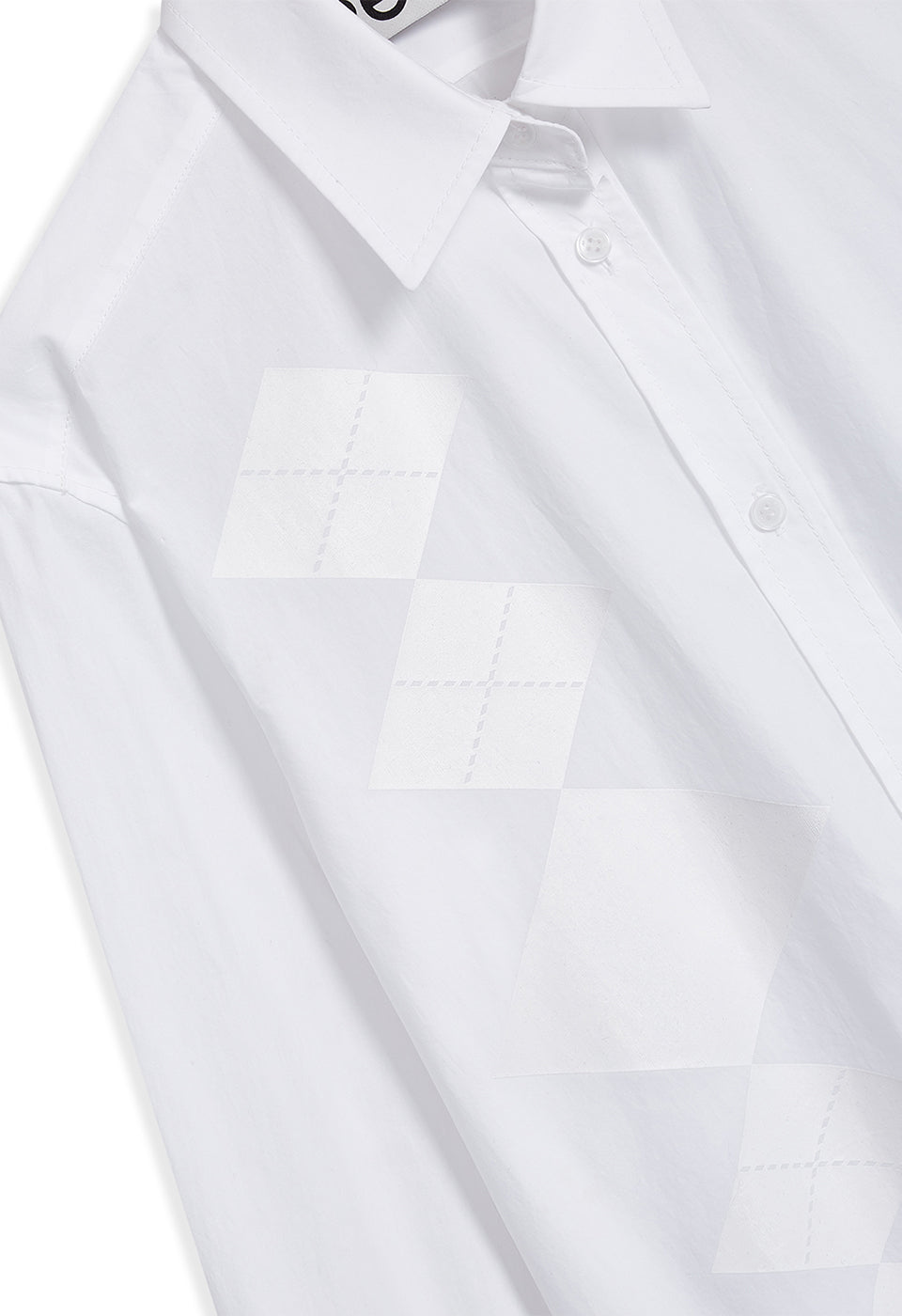 OPEN YY Argyle Button Down Shirt White