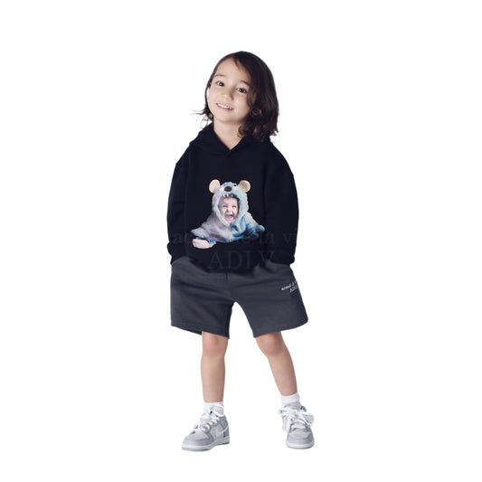 ADLV Kids Baby Face Monster Baby Hoodie Black