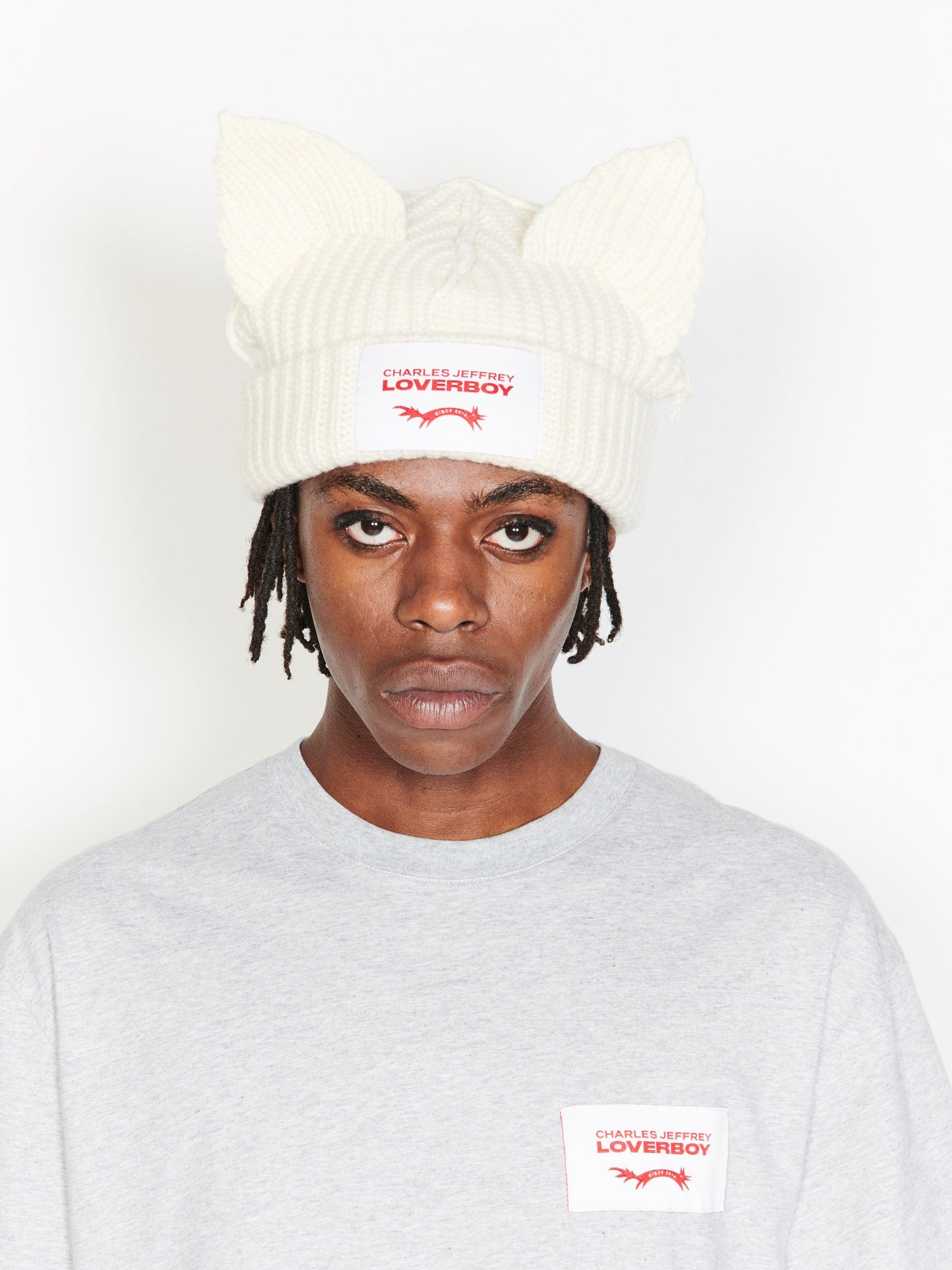 CHARLES JEFFREY LOVERBOY Chunky Ears Beanie Ecru