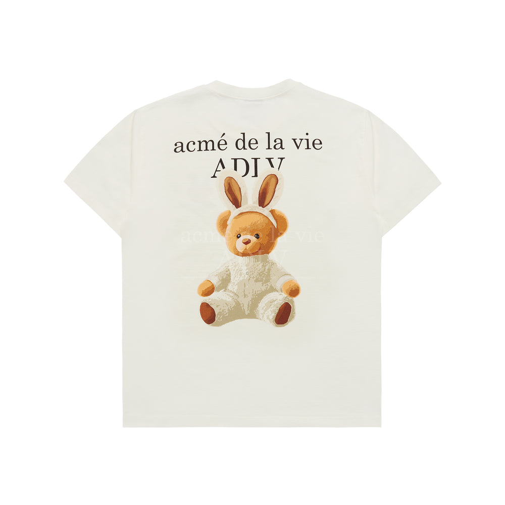 ADLV Rabbit Bear Doll Logo Short Sleeve T-shirt Cream