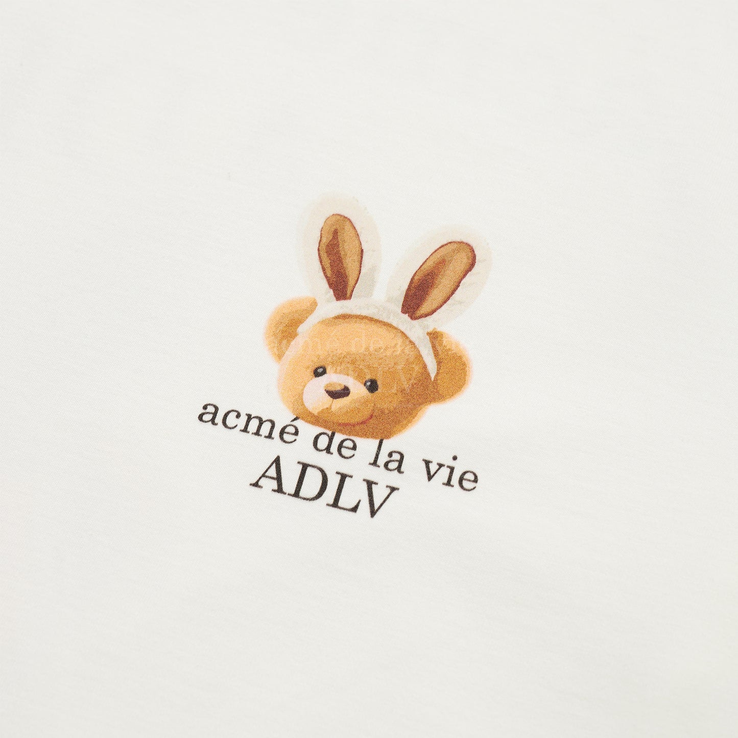 ADLV Rabbit Bear Doll Logo Short Sleeve T-shirt Cream