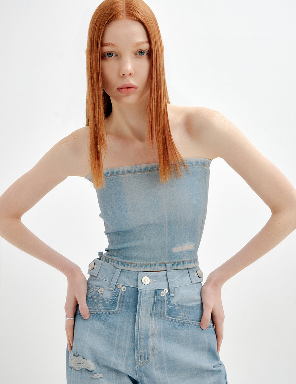 YUSE Printed Tube Top - Denim