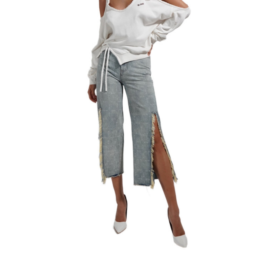 BLING Denim Split Side Wide Leg Pant