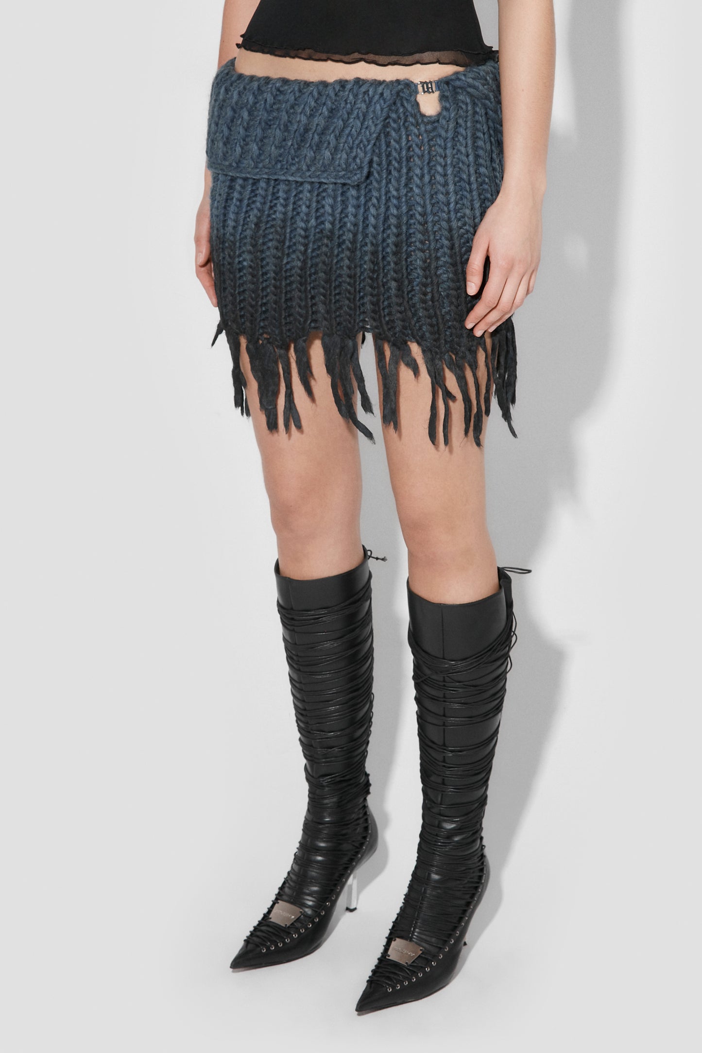 MISBHV Coated Bulky Knitted Mini Skirt