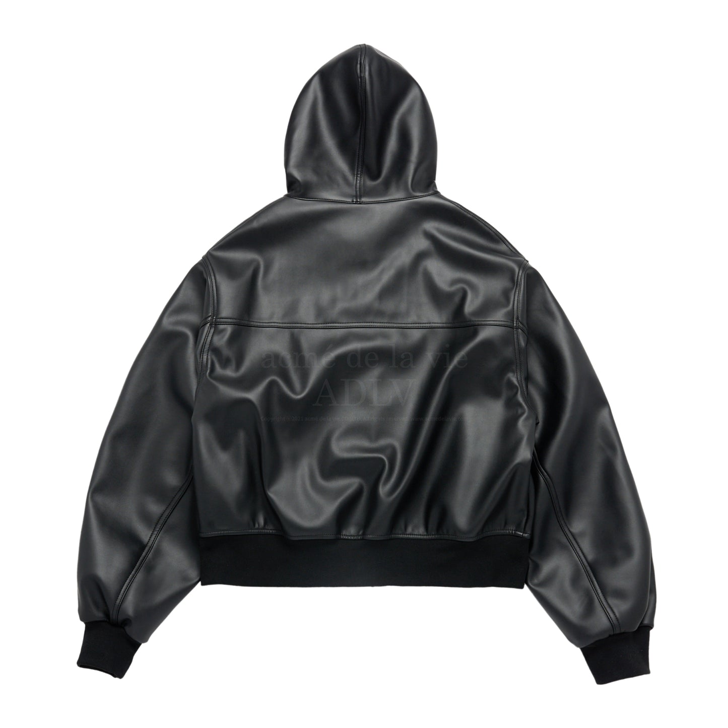 ADLV Vegan Leather Hoodie Jacket Black