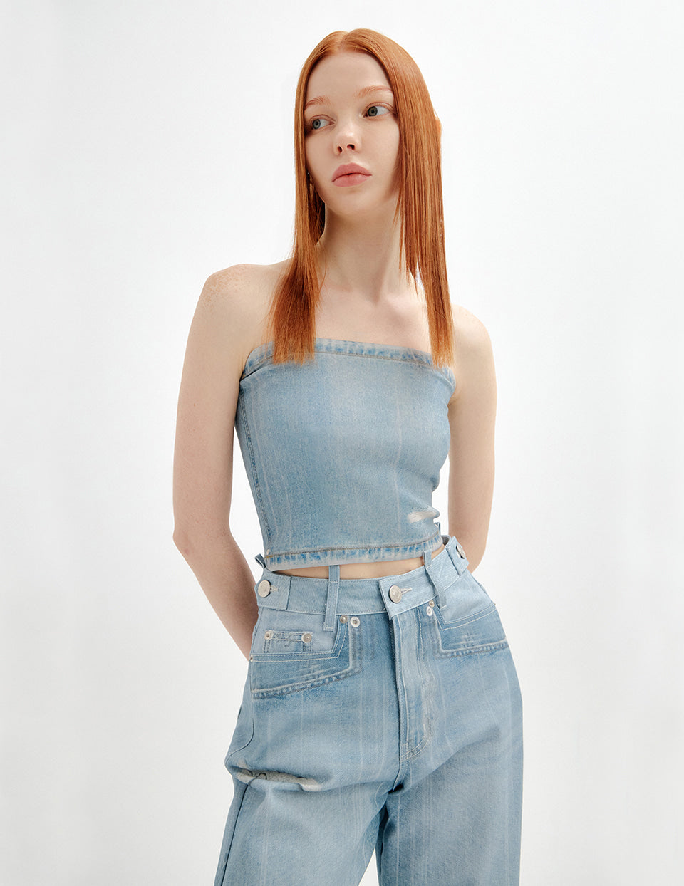 YUSE Printed Tube Top - Denim