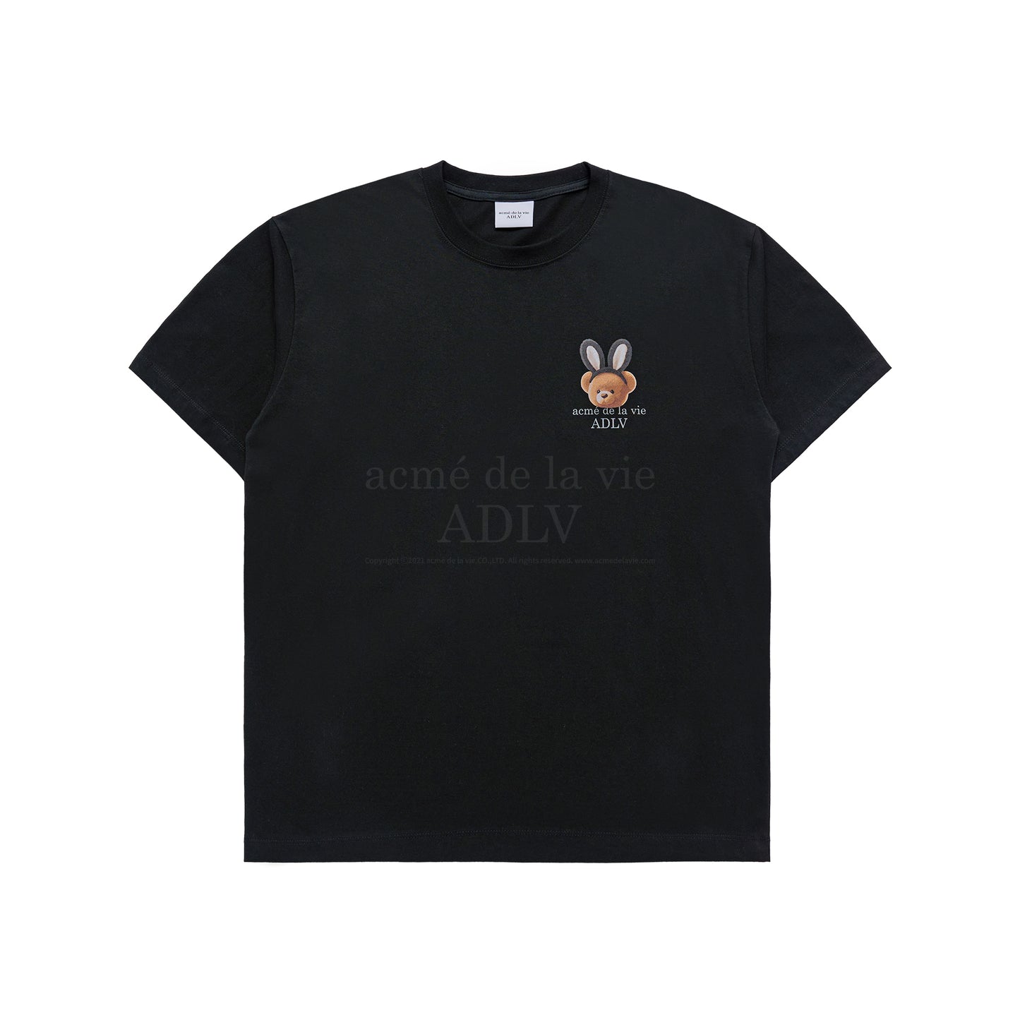 ADLV Rabbit Bear Doll Logo Short Sleeve T-shirt Black