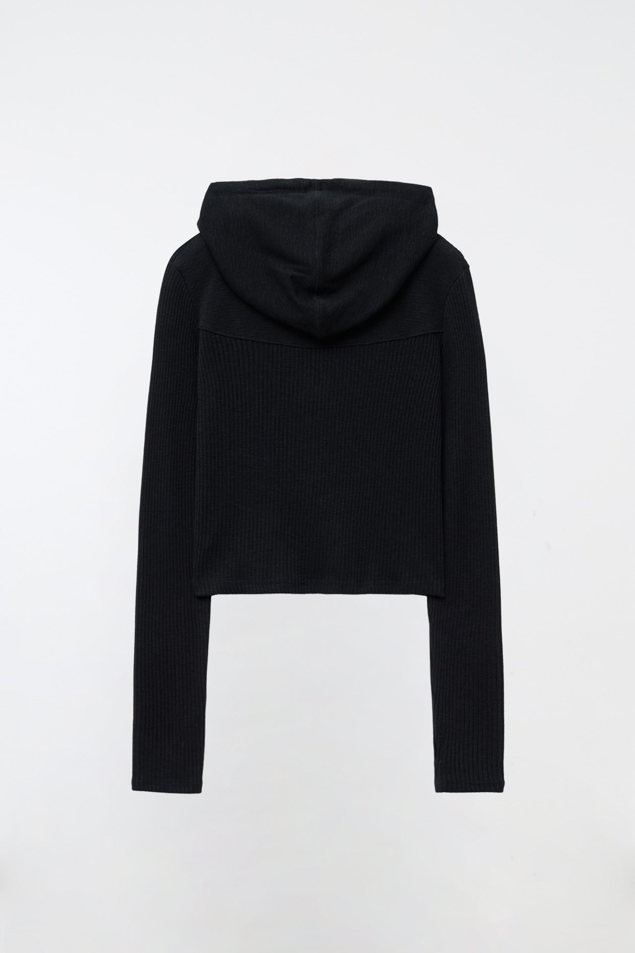 YUSE Unbalance Mix Half Zip-up Hoodie Top Black