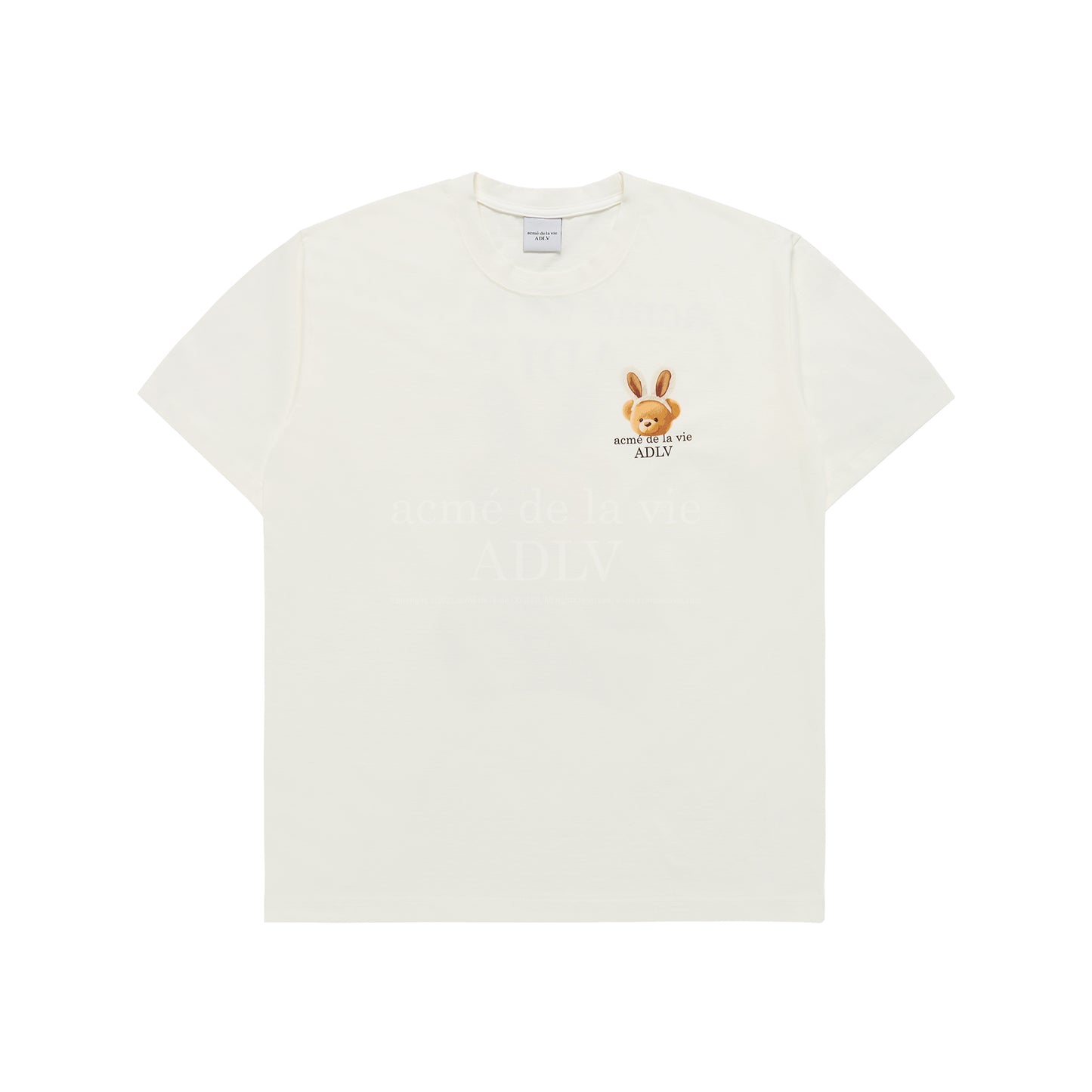 ADLV Rabbit Bear Doll Logo Short Sleeve T-shirt Cream