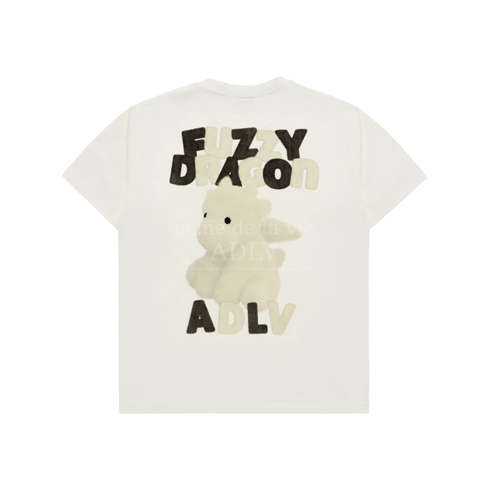 ADLV Fuzzy Font Dragon Short Sleeve T-shirt Cream