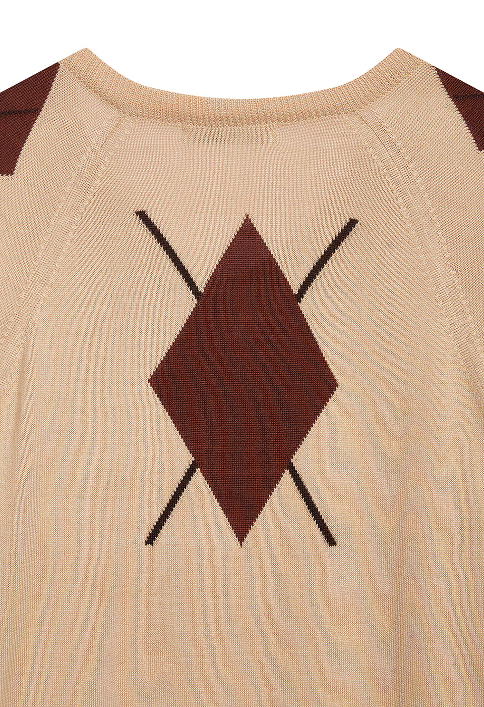 OPEN YY Argyle V-neck Knit Beige