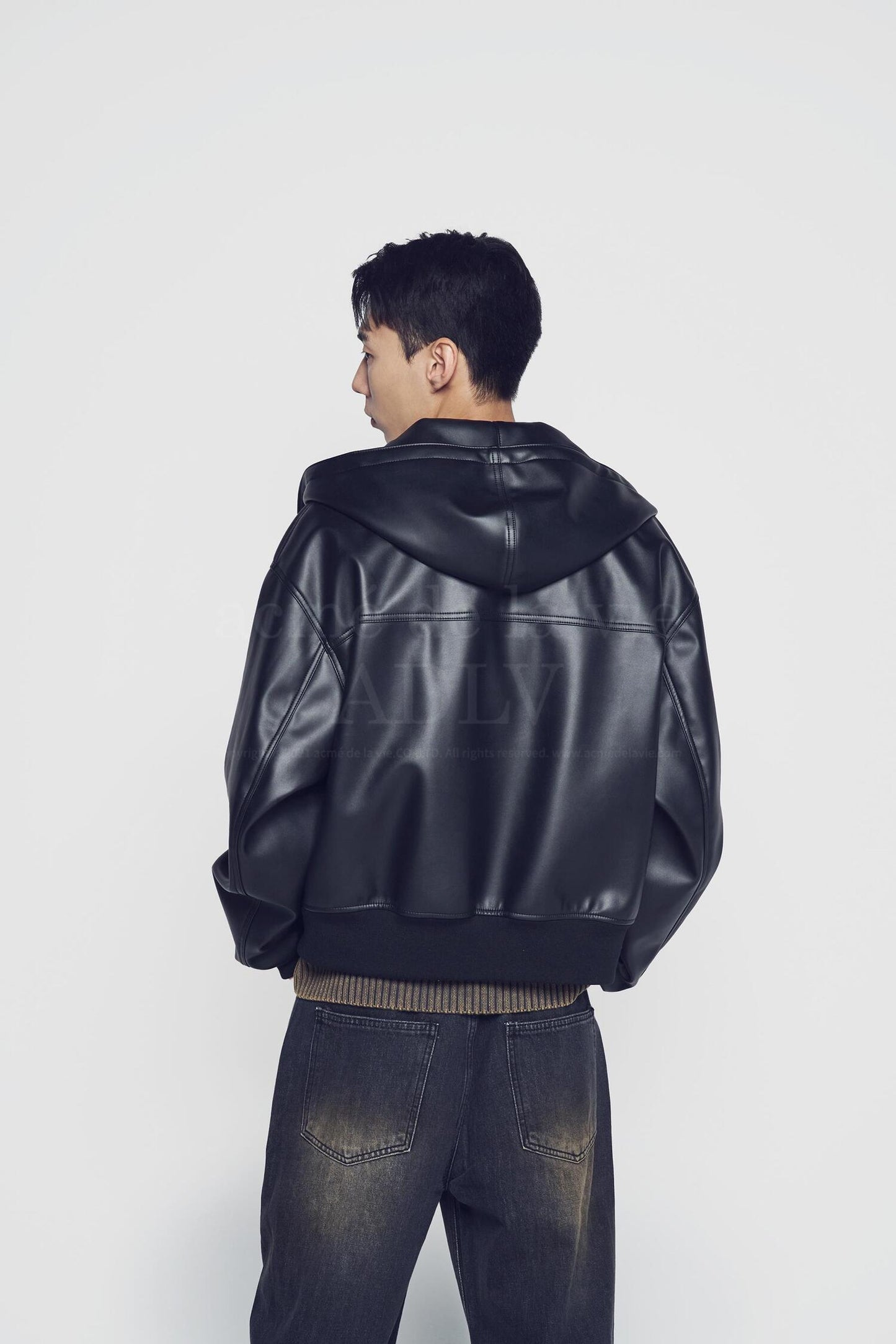 ADLV Vegan Leather Hoodie Jacket Black