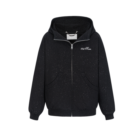 13DE MARZO Star Sand Zip Hoodie Black