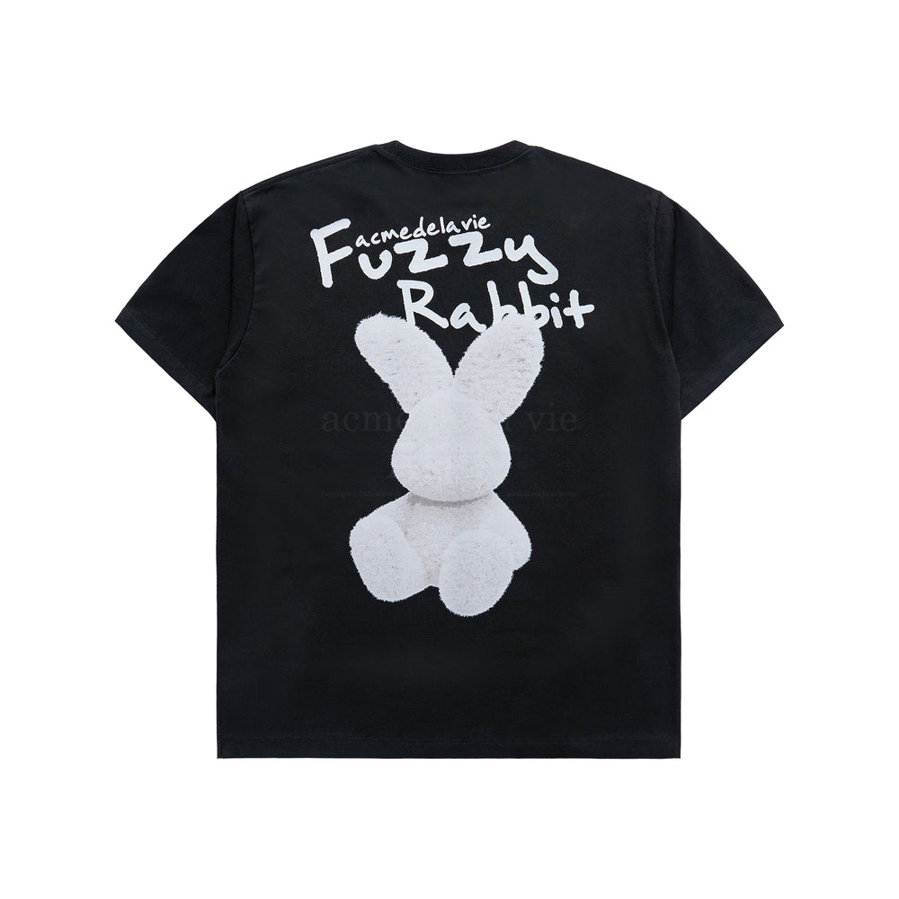 ADLV Doodle Fuzzy Rabbit Short Sleeve T-shirt Black