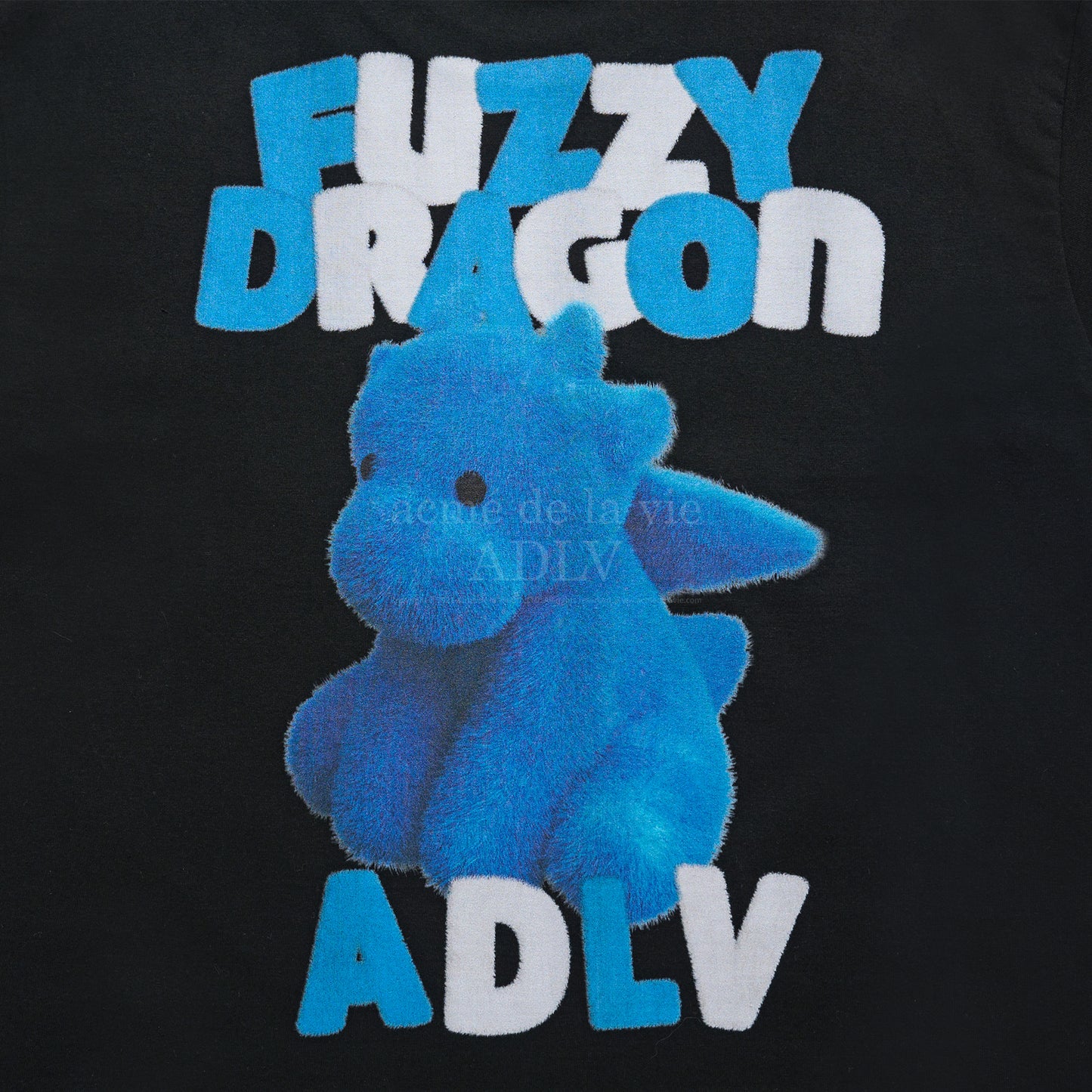 ADLV Fuzzy Font Dragon Short Sleeve T-shirt Black