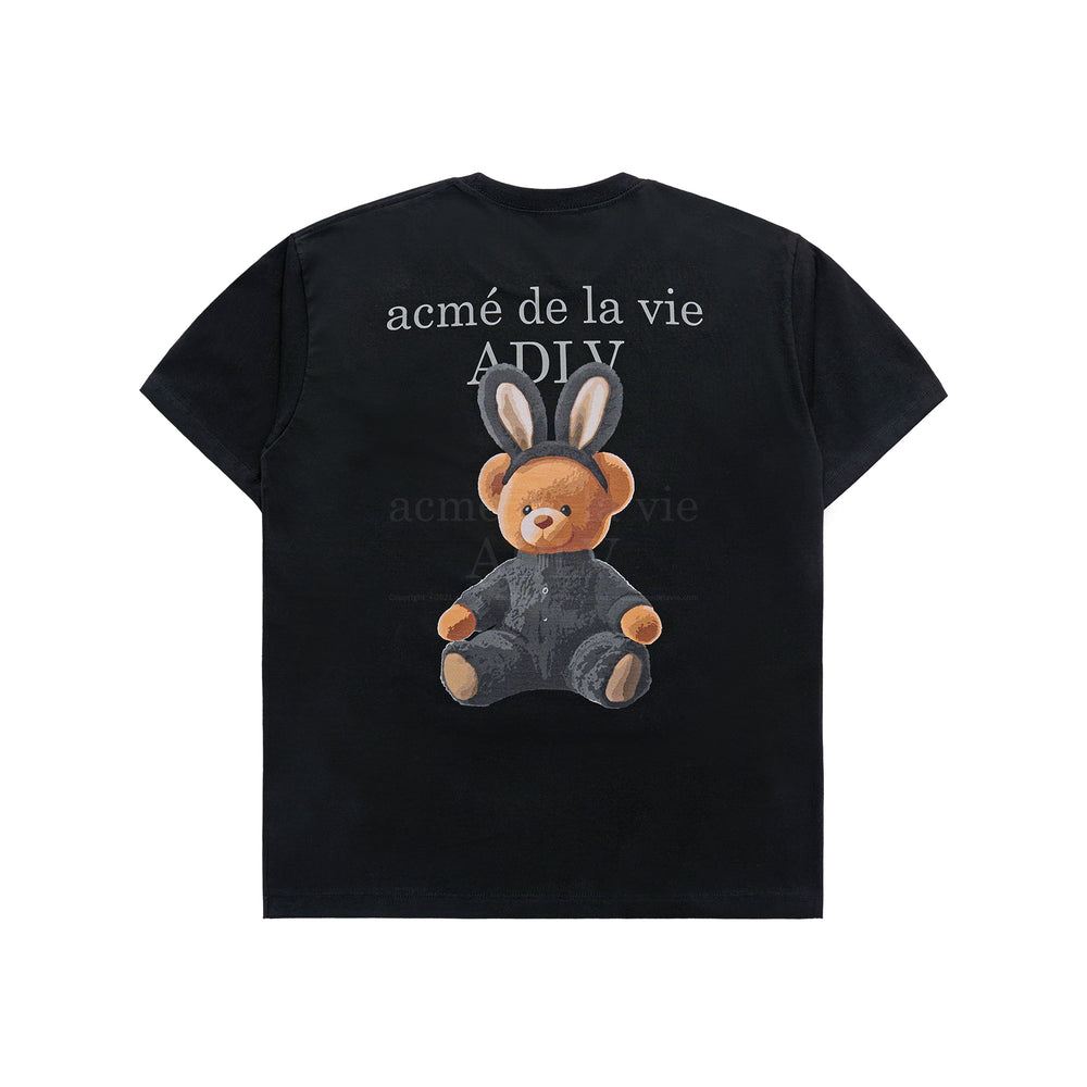 ADLV Rabbit Bear Doll Logo Short Sleeve T-shirt Black