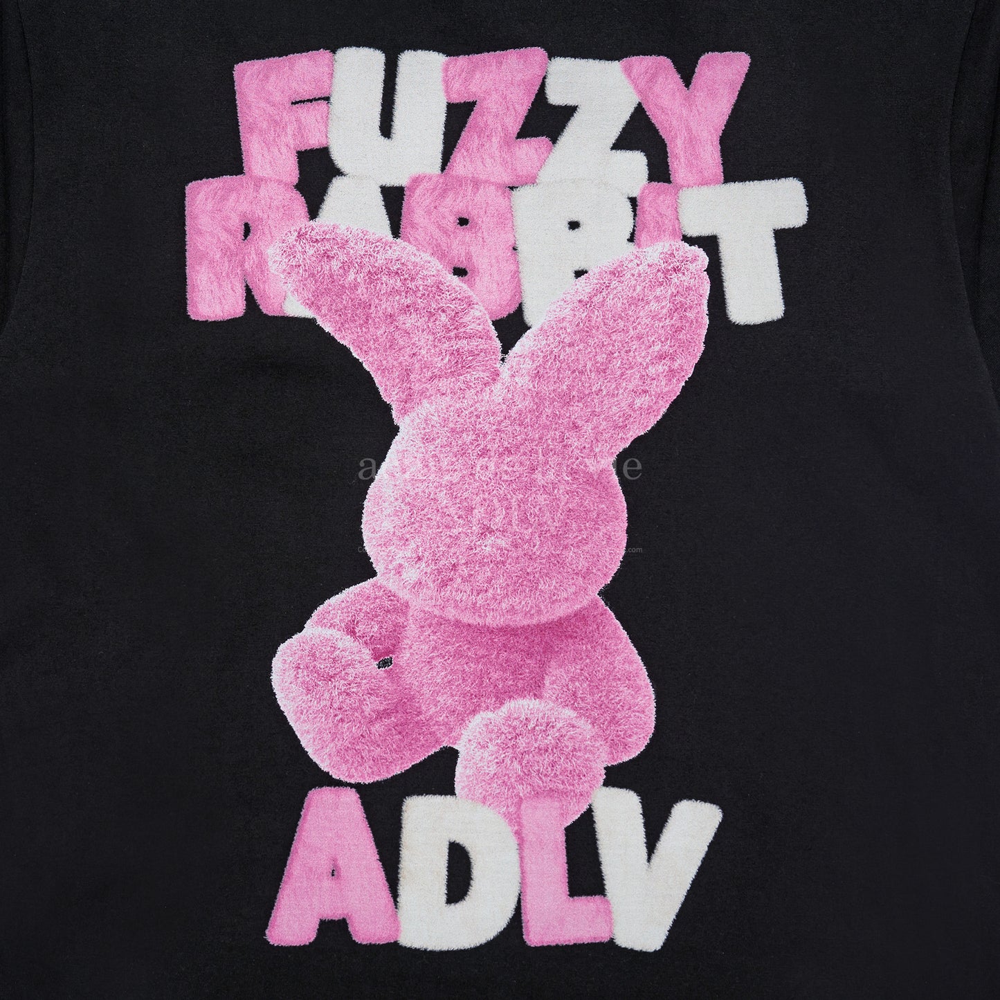 ADLV Fuzzy Font Rabbit Short Sleeve T-shirt Black