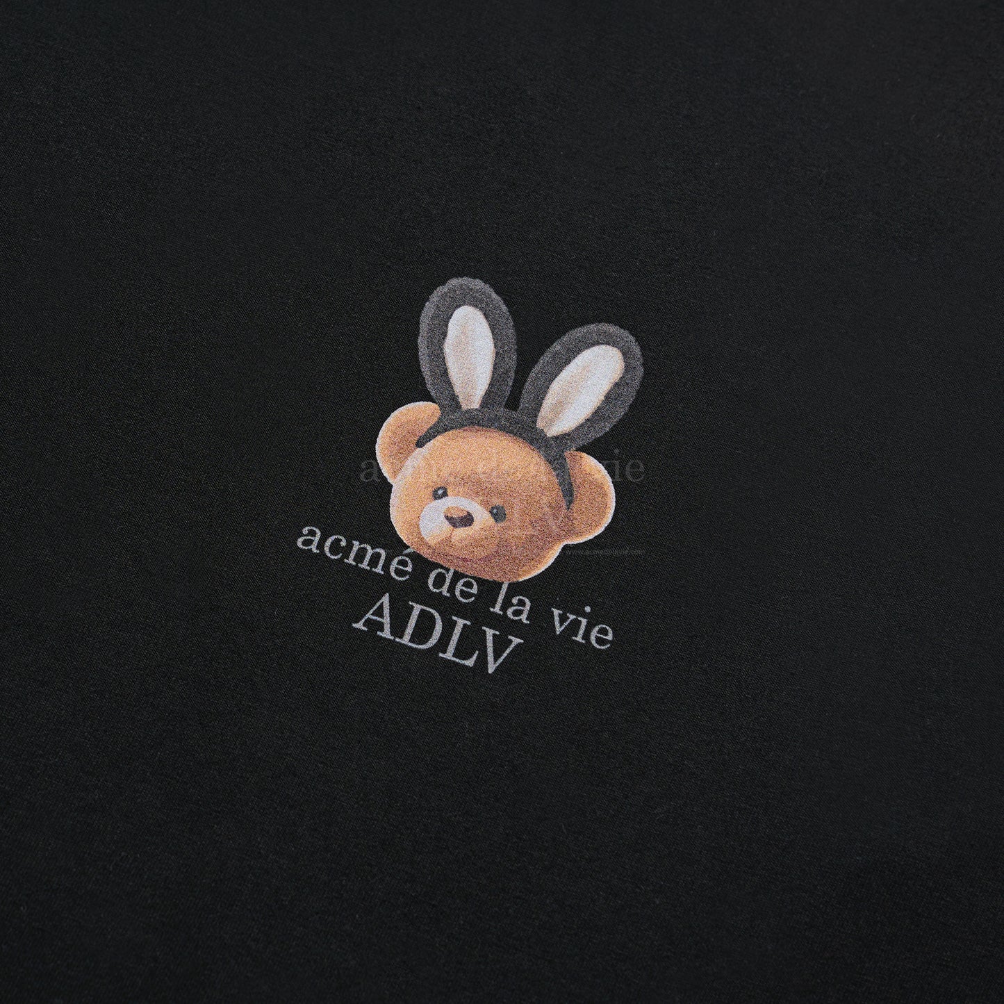 ADLV Rabbit Bear Doll Logo Short Sleeve T-shirt Black