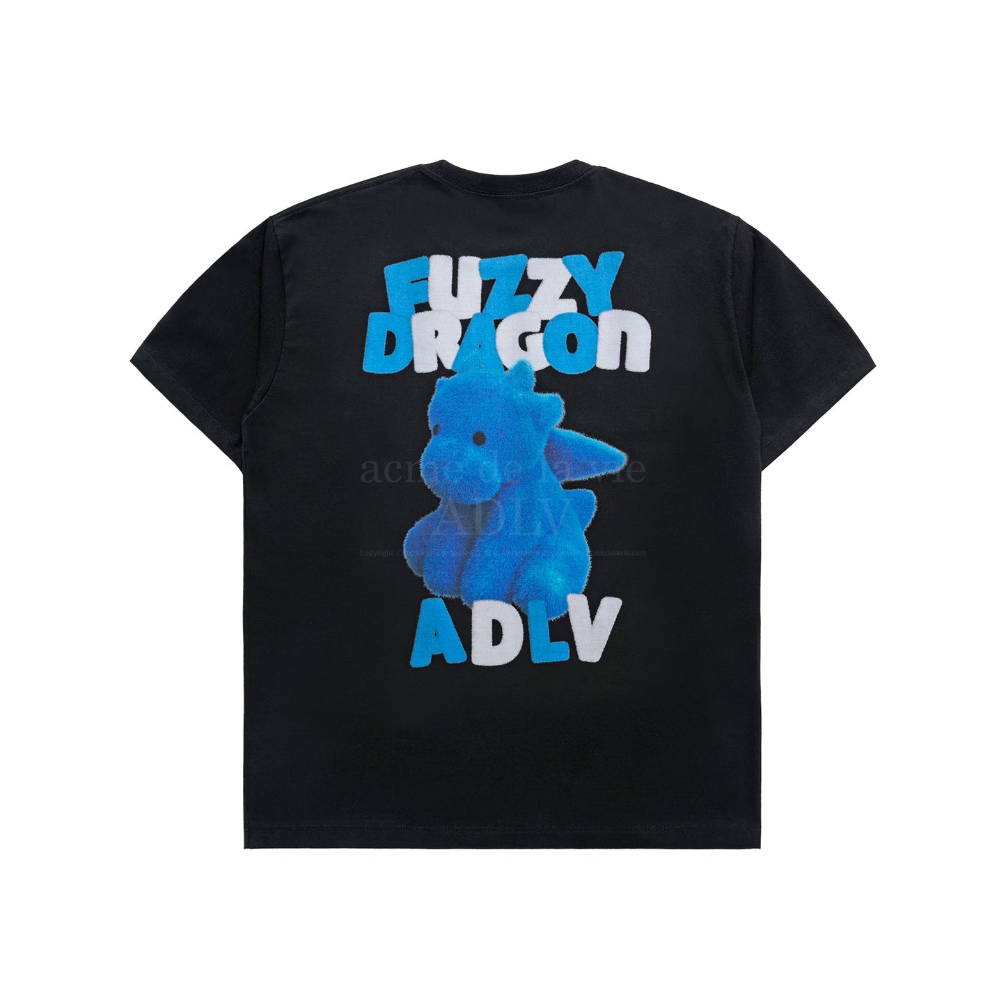 ADLV Fuzzy Font Dragon Short Sleeve T-shirt Black