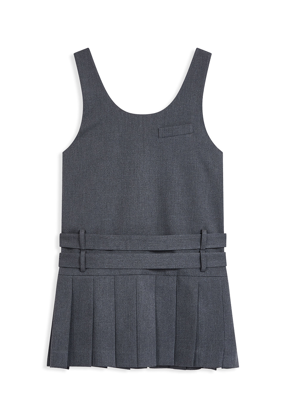 OPEN YY Belted Pleated Mini Dress Gray