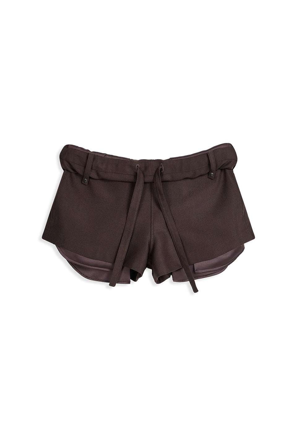 OPEN YY Rolled Waist Mini Shorts Brown