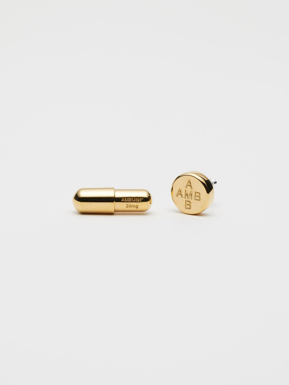 AMBUSH Pill Charm Stud Earrings Gold
