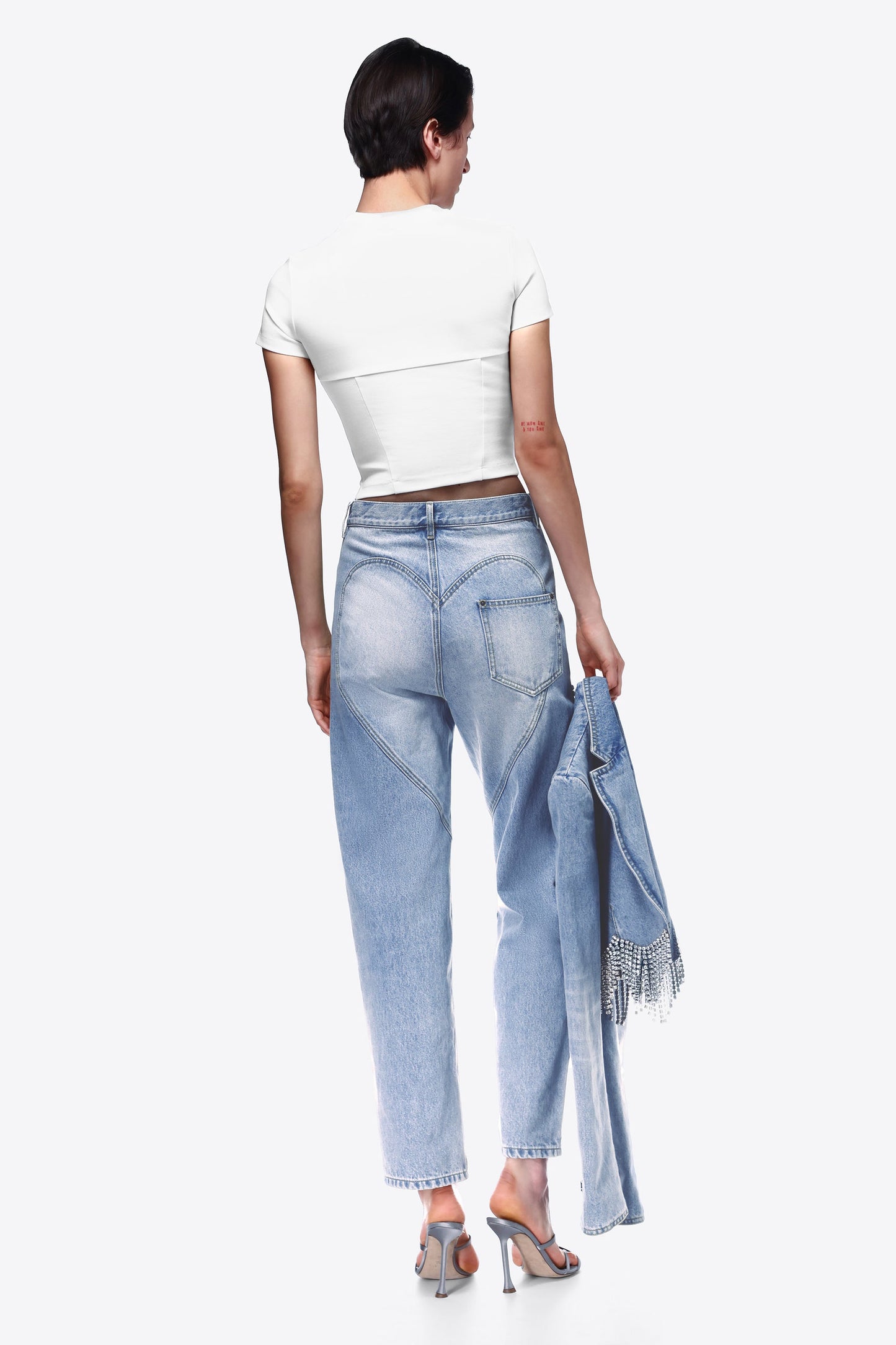 AREA Crystal Slit Jean Light Blue