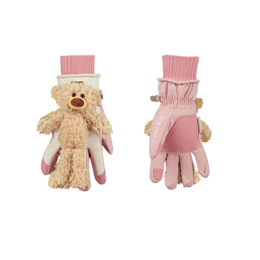 13DE MARZO Bear Skiing Gloves Pink