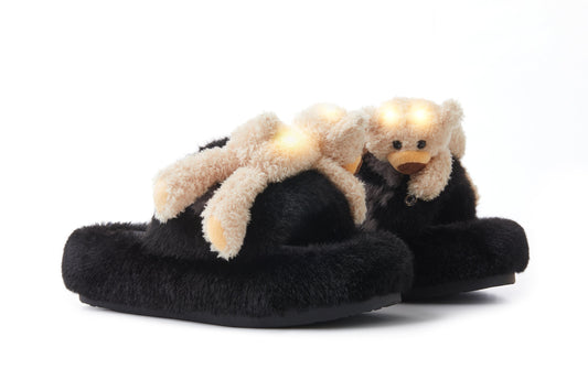 13DE MARZO Doozoo Glowing Fuzzy Slipper Black