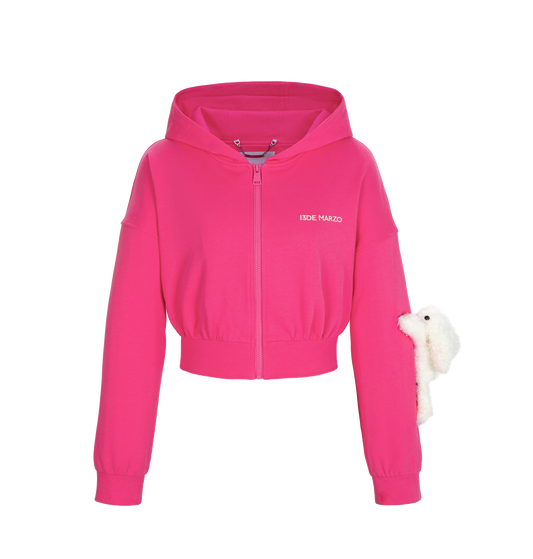 13DE MARZO Doozoo Sports Zipped Hoodie Pink