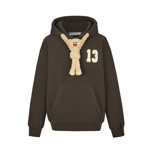 13DE MARZO Doozoo Adjustable String Hoodie Brown