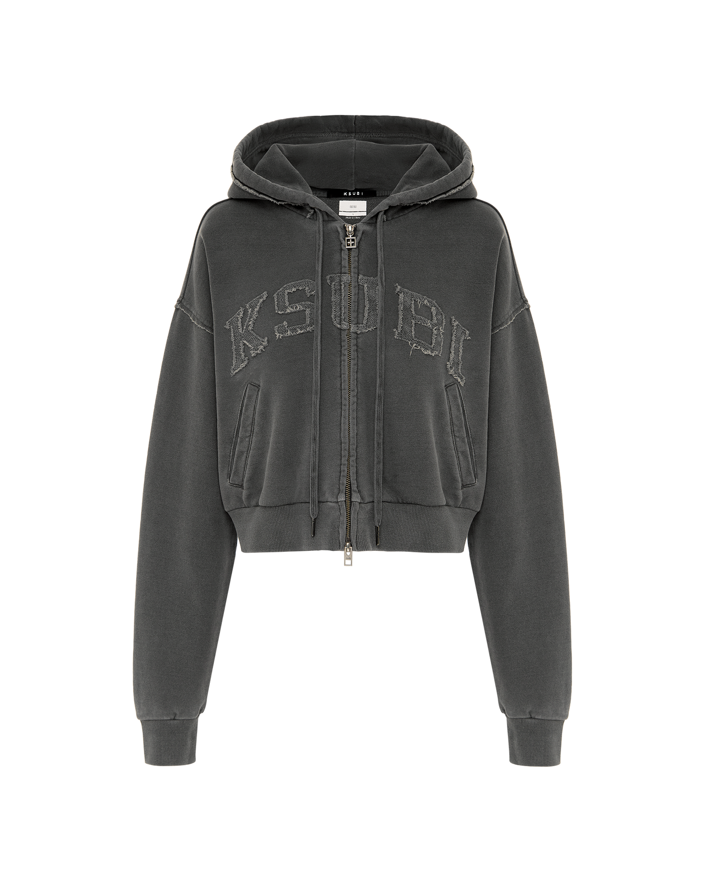 KSUBI League Cropped Hoodie Charcoal