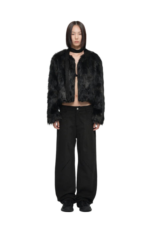 NACHE Jacquard Faux Fur Jacket Black