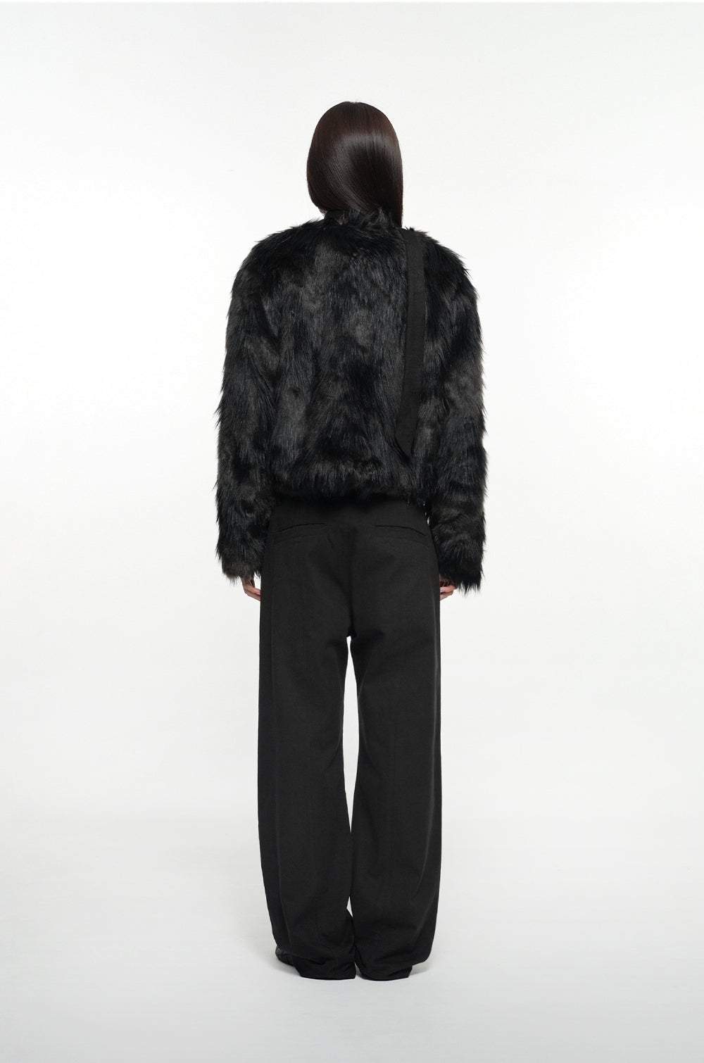 NACHE Jacquard Faux Fur Jacket Black