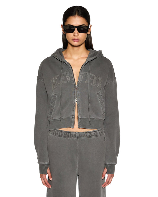 KSUBI League Cropped Hoodie Charcoal