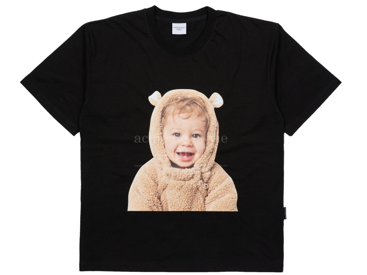 ADLV Baby Face Bear Doll Short Sleeve T-Shirt Black