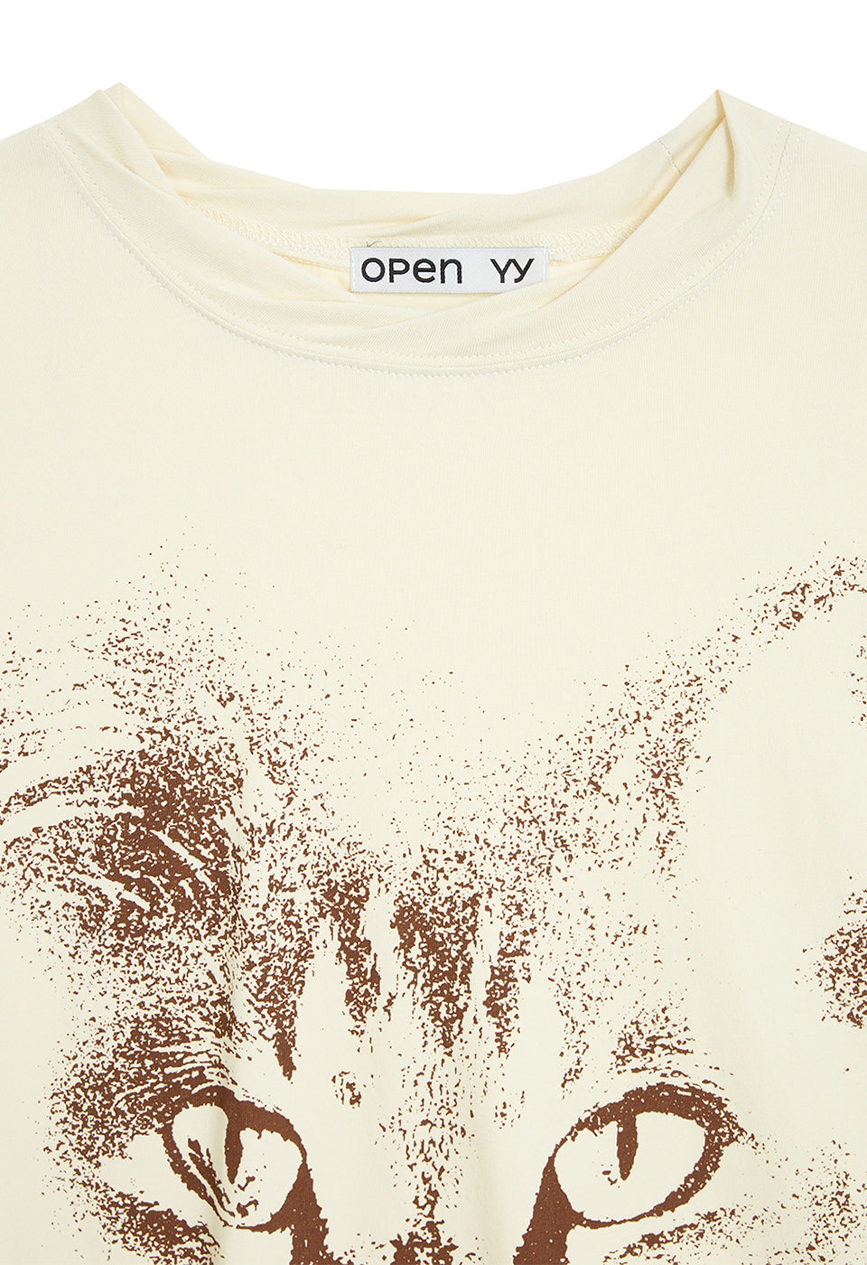 OPEN YY Layered Cat T-shirt Cream