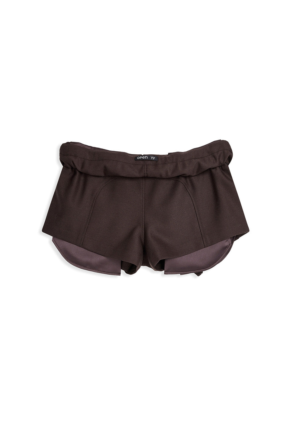 OPEN YY Rolled Waist Mini Shorts Brown