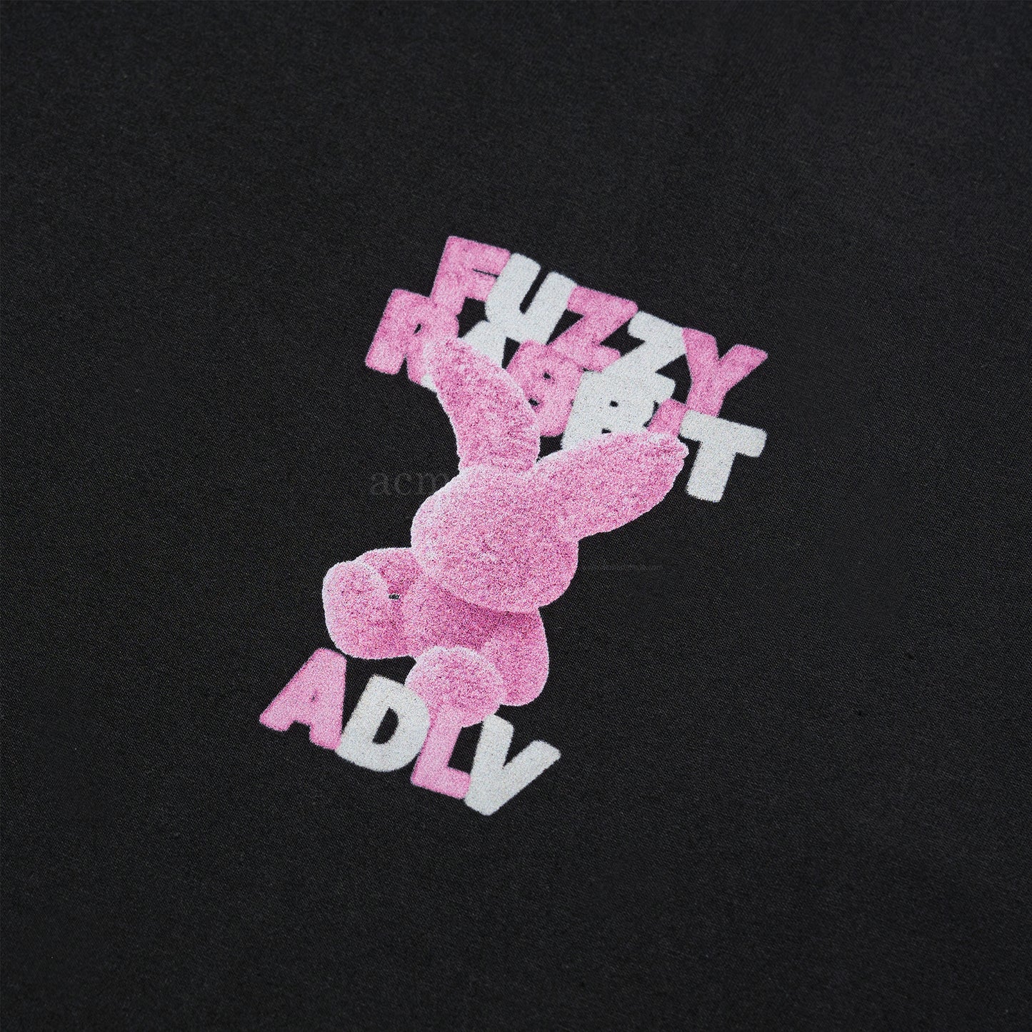 ADLV Fuzzy Font Rabbit Short Sleeve T-shirt Black