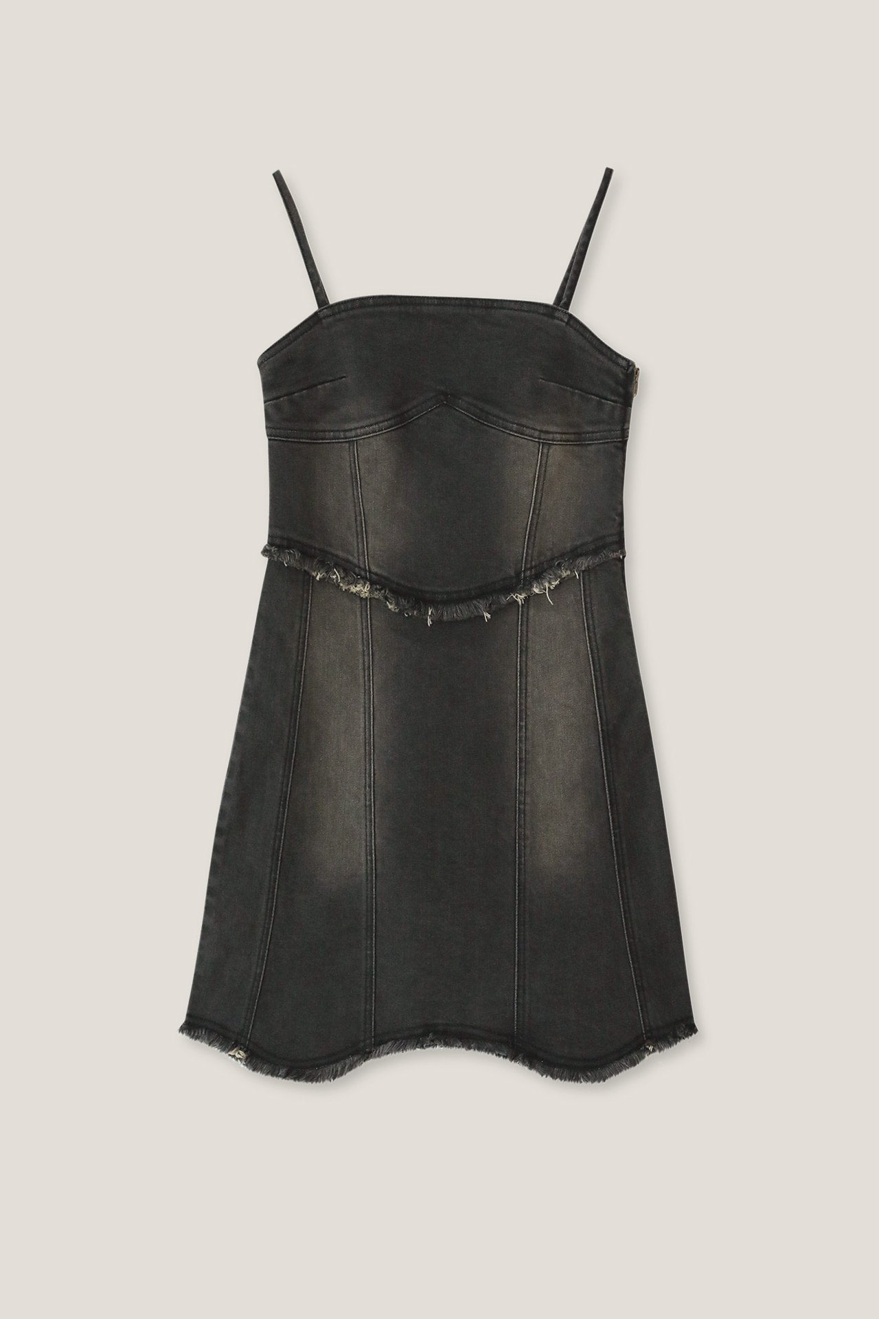 YUSE Bustier Rough Cutting Denim Dress Top - Black