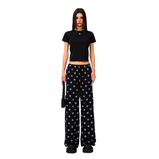 SMFK Compass Black Garden Wide-Leg Track Pants