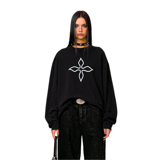 SMFK Compass Black Magnolia Oversize Sweatshirt