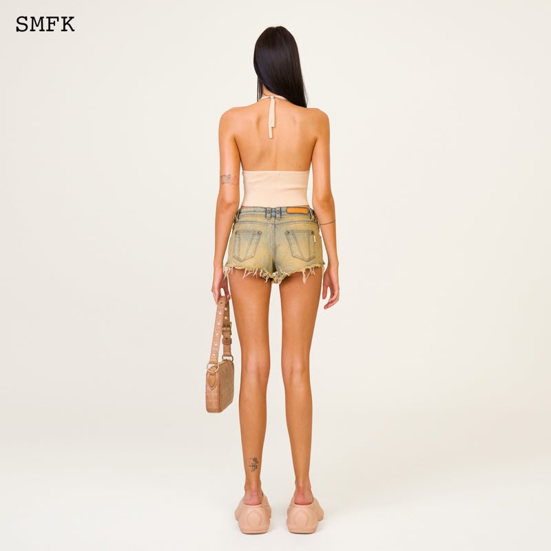 SMFK Compass Cross Knitted Halter-Neck Top Nude