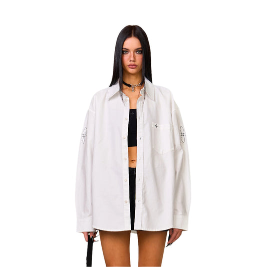 SMFK Compass Designer Oversize Shirt In White