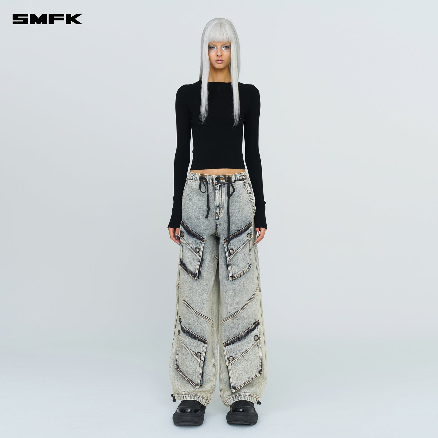 SMFK Compass Hug Turtleneck Knit Sweatshirt In Black