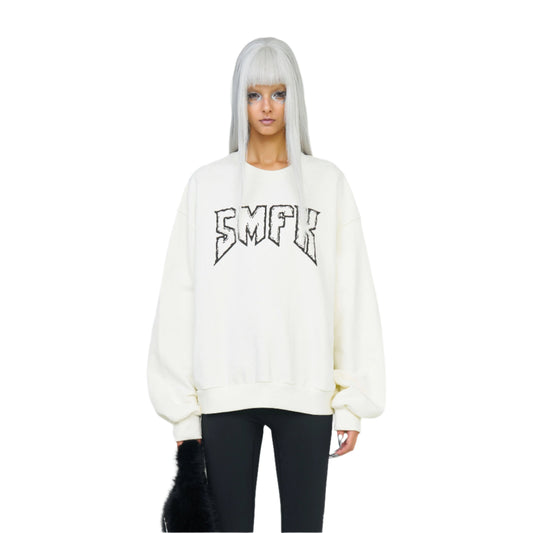 SMFK Compass Rocking Retro Loose Sweatshirt Cream