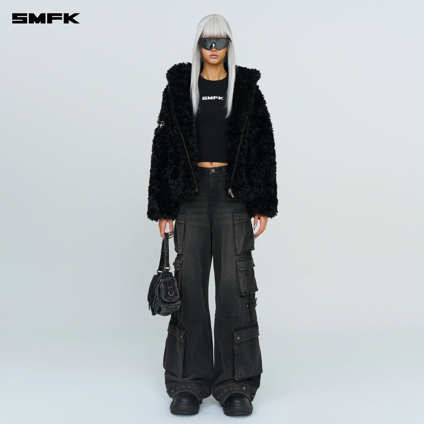 SMFK Compass Snowman Classic Faux Fur Jacket Black